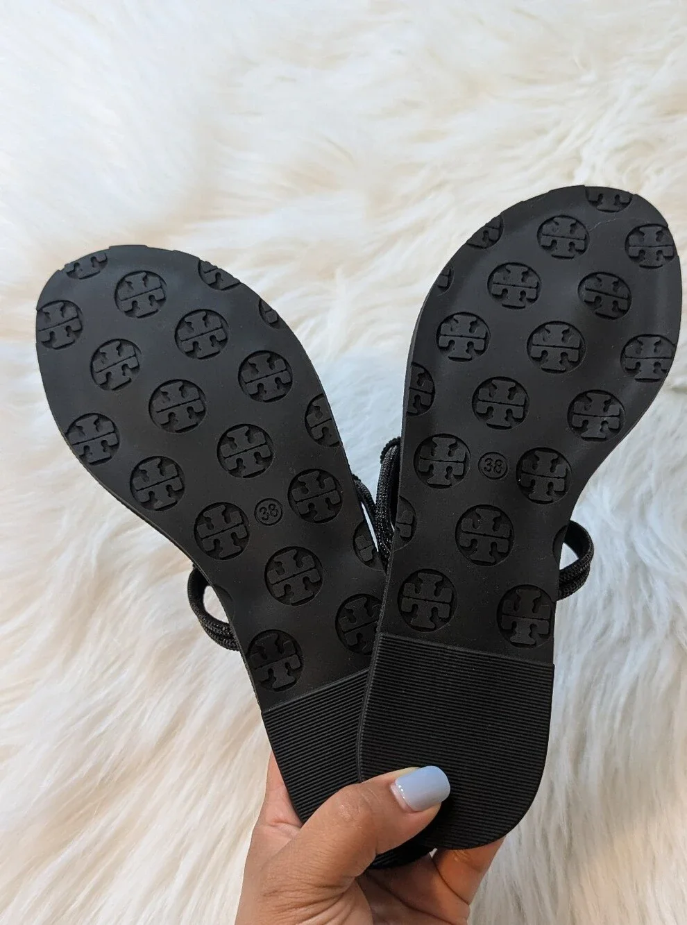 Tory Burch Black Logo Medallion Sandal.